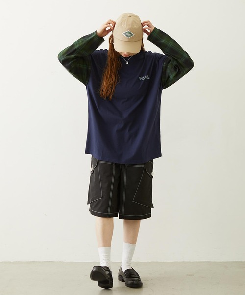MILKFED.（ミルクフェド）の「PLAID SLEEVES L/S TOP（Tシャツ/カットソー・レディース・ネイビー/ブラック/グレー・ONE SIZE）」の8枚目の写真