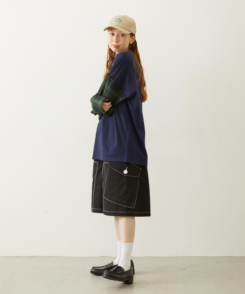 MILKFED.（ミルクフェド）の「PLAID SLEEVES L/S TOP（Tシャツ/カットソー・レディース・ネイビー/ブラック/グレー・ONE SIZE）」の9枚目の写真