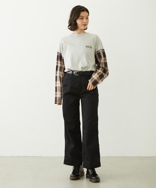 MILKFED.（ミルクフェド）の「PLAID SLEEVES L/S TOP（Tシャツ/カットソー・レディース・ネイビー/ブラック/グレー・ONE SIZE）」の14枚目の写真