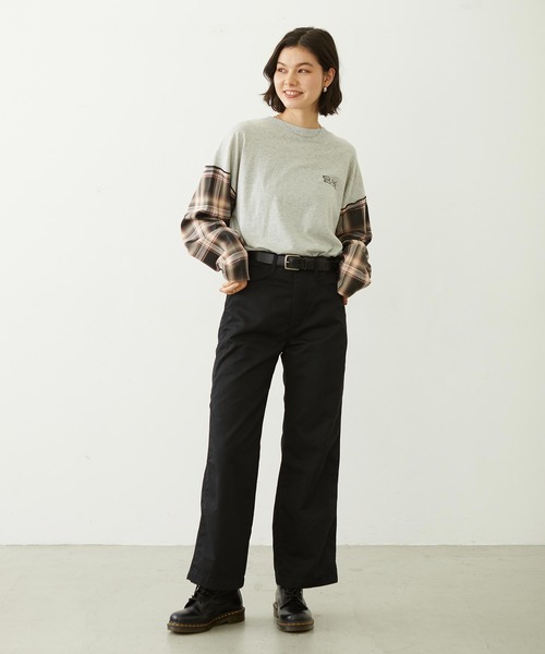 MILKFED.（ミルクフェド）の「PLAID SLEEVES L/S TOP（Tシャツ/カットソー・レディース・ネイビー/ブラック/グレー・ONE SIZE）」の15枚目の写真