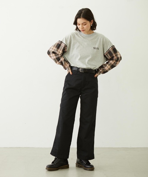 MILKFED.（ミルクフェド）の「PLAID SLEEVES L/S TOP（Tシャツ/カットソー・レディース・ネイビー/ブラック/グレー・ONE SIZE）」の16枚目の写真