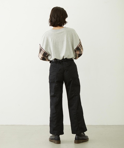 MILKFED.（ミルクフェド）の「PLAID SLEEVES L/S TOP（Tシャツ/カットソー・レディース・ネイビー/ブラック/グレー・ONE SIZE）」の17枚目の写真