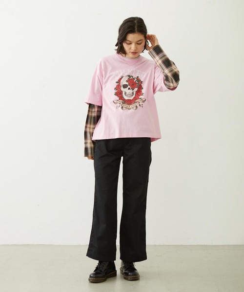 MILKFED.（ミルクフェド）の「PLAID SLEEVES L/S TOP（Tシャツ/カットソー・レディース・ネイビー/ブラック/グレー・ONE SIZE）」の18枚目の写真