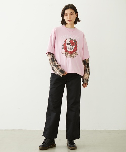 MILKFED.（ミルクフェド）の「PLAID SLEEVES L/S TOP（Tシャツ/カットソー・レディース・ネイビー/ブラック/グレー・ONE SIZE）」の19枚目の写真