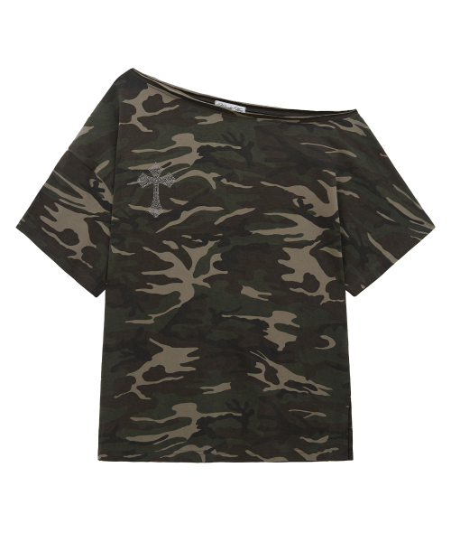 Midnight Move(ミッドナイトムーブ)の「cb cross t (camo)(Tシャツ/カットソー・レディース・その他・FREE)」の2枚目の写真