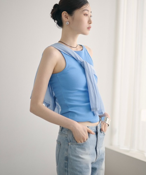 LAULEN（ローレン）の「2way rib camisole /2wayリブキャミソール（キャミソール・レディース・チャコールグレー/ブルー/オートミール/ピンク/ブラック/ライトブルー・FREE）」の7枚目の写真