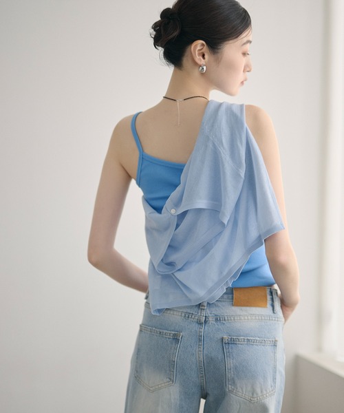 LAULEN（ローレン）の「2way rib camisole /2wayリブキャミソール（キャミソール・レディース・チャコールグレー/ブルー/オートミール/ピンク/ブラック/ライトブルー・FREE）」の8枚目の写真