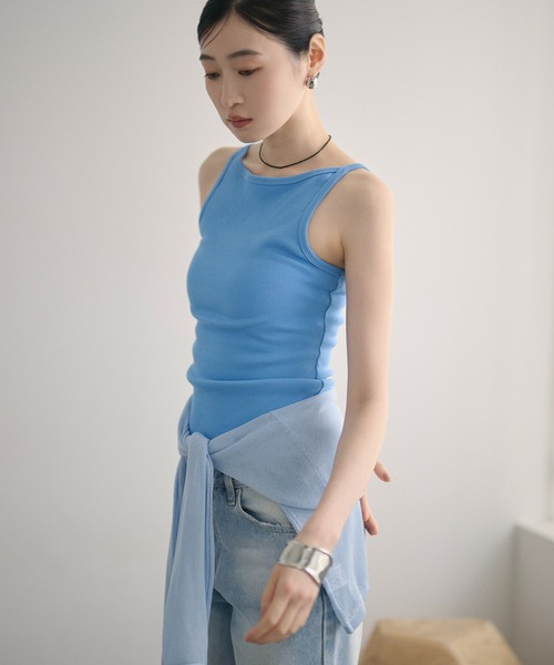 LAULEN（ローレン）の「2way rib camisole /2wayリブキャミソール（キャミソール・レディース・チャコールグレー/ブルー/オートミール/ピンク/ブラック/ライトブルー・FREE）」の9枚目の写真