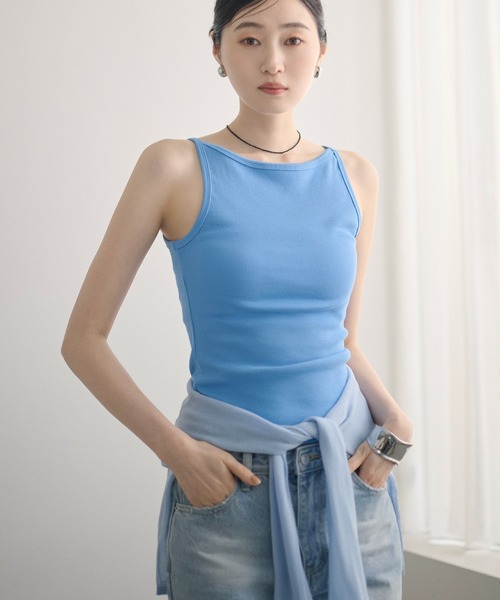 LAULEN（ローレン）の「2way rib camisole /2wayリブキャミソール（キャミソール・レディース・チャコールグレー/ブルー/オートミール/ピンク/ブラック/ライトブルー・FREE）」の12枚目の写真