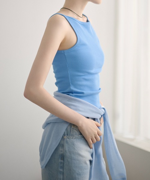 LAULEN（ローレン）の「2way rib camisole /2wayリブキャミソール（キャミソール・レディース・チャコールグレー/ブルー/オートミール/ピンク/ブラック/ライトブルー・FREE）」の14枚目の写真