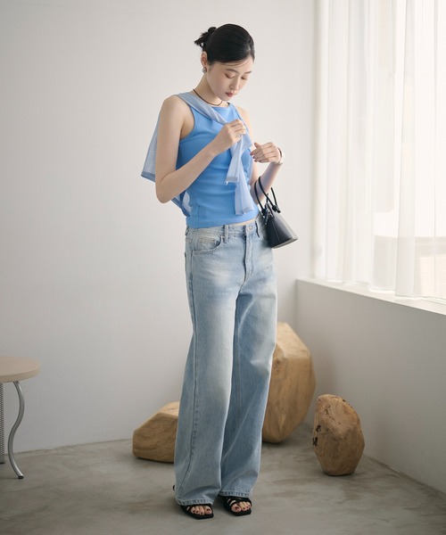 LAULEN（ローレン）の「2way rib camisole /2wayリブキャミソール（キャミソール・レディース・チャコールグレー/ブルー/オートミール/ピンク/ブラック/ライトブルー・FREE）」の18枚目の写真