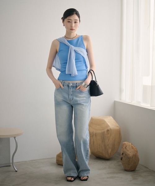 LAULEN（ローレン）の「2way rib camisole /2wayリブキャミソール（キャミソール・レディース・チャコールグレー/ブルー/オートミール/ピンク/ブラック/ライトブルー・FREE）」の19枚目の写真