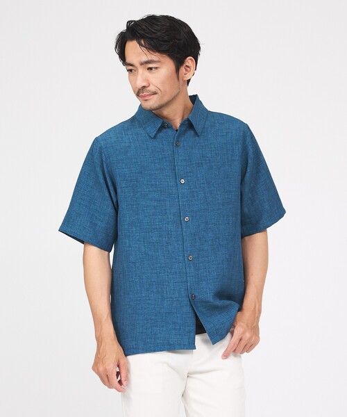 ABAHOUSE GRAY（アバハウスグレイ）の「【リネンライク】吸水速乾 半袖シャツ（シャツ/ブラウス・メンズ・ブルー/ホワイト/ライトベージュ/ブラウン/カーキ・46/48/50）」の5枚目の写真