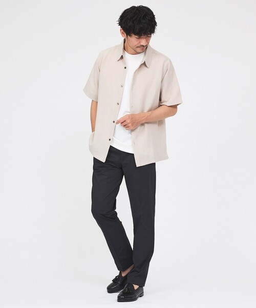 ABAHOUSE GRAY（アバハウスグレイ）の「【リネンライク】吸水速乾 半袖シャツ（シャツ/ブラウス・メンズ・ブルー/ホワイト/ライトベージュ/ブラウン/カーキ・46/48/50）」の6枚目の写真