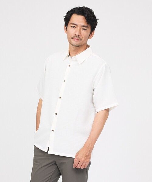 ABAHOUSE GRAY（アバハウスグレイ）の「【リネンライク】吸水速乾 半袖シャツ（シャツ/ブラウス・メンズ・ブルー/ホワイト/ライトベージュ/ブラウン/カーキ・46/48/50）」の19枚目の写真