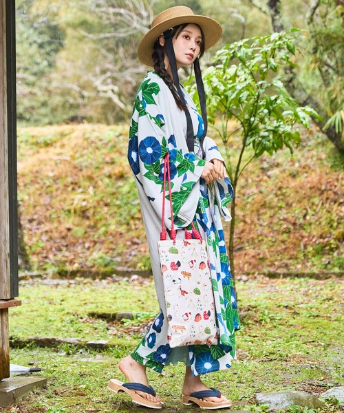 倭物やカヤ（ワモノヤカヤ）の「【倭物やカヤ】容花（かおばな）着物風UV羽織（カーディガン/ボレロ・レディース・ネイビー/キナリ・FREE）」の10枚目の写真
