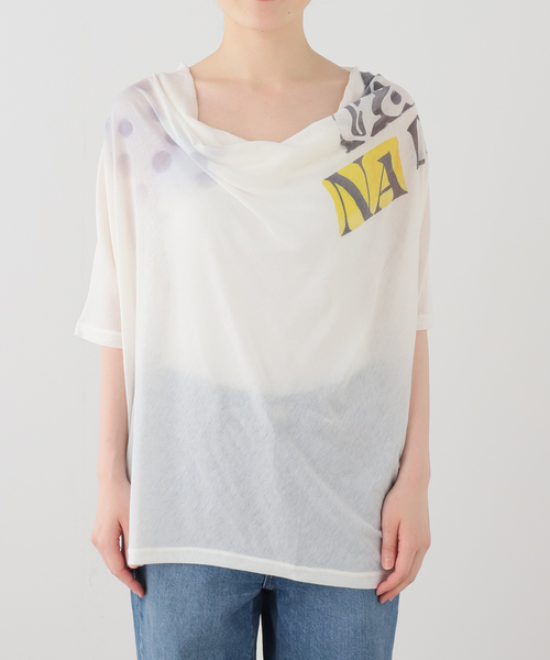 OPEN Yy(オープンワイワイ)の「【OPEN YY / オープンワイワイ】PHONETIC COWL NECK TEE(Tシャツ/カットソー・レディース・ホワイト・SMALL)」の9枚目の写真