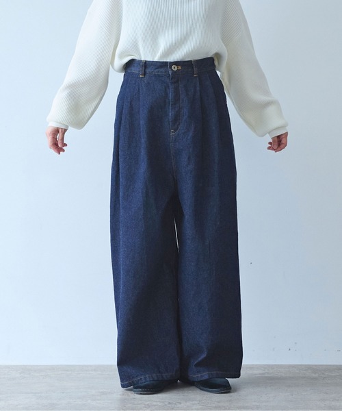 yuni(ユニ )の「Cotton 11oz denim back gum wide pants(デニムパンツ・レディース・ネイビー・M/S)」の9枚目の写真