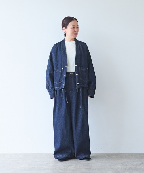 yuni(ユニ )の「Cotton 11oz denim back gum wide pants(デニムパンツ・レディース・ネイビー・M/S)」の3枚目の写真