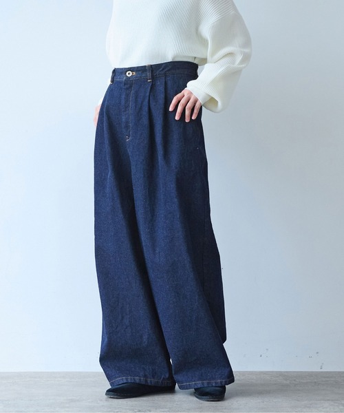 yuni(ユニ )の「Cotton 11oz denim back gum wide pants(デニムパンツ・レディース・ネイビー・M/S)」の10枚目の写真