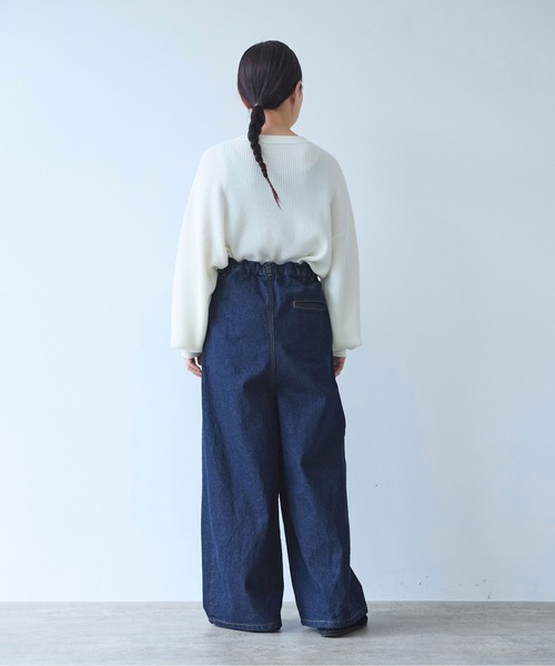 yuni(ユニ )の「Cotton 11oz denim back gum wide pants(デニムパンツ・レディース・ネイビー・M/S)」の8枚目の写真