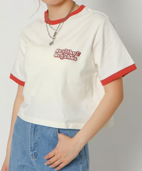GORGE(ゴージ)の「リンガーバックプリントTシャツ(Tシャツ/カットソー・レディース・グリーン/レッド・F)」の3枚目の写真