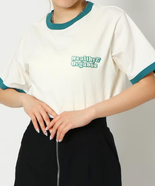 GORGE(ゴージ)の「リンガーバックプリントTシャツ(Tシャツ/カットソー・レディース・グリーン/レッド・F)」の4枚目の写真