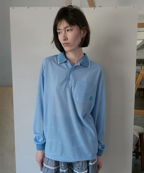 356. Loose mesh T _ Sky Blue