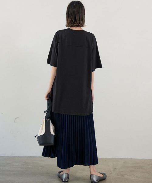 Flugge(フラッジー)の「サイドスリット半袖カットソー(Tシャツ/カットソー・レディース・ブルー/グレー/ブラック/ホワイト・FREE)」の7枚目の写真