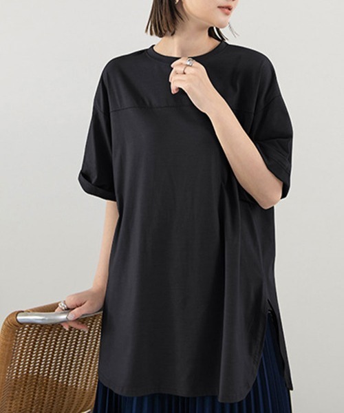 Flugge(フラッジー)の「サイドスリット半袖カットソー(Tシャツ/カットソー・レディース・ブルー/グレー/ブラック/ホワイト・FREE)」の8枚目の写真