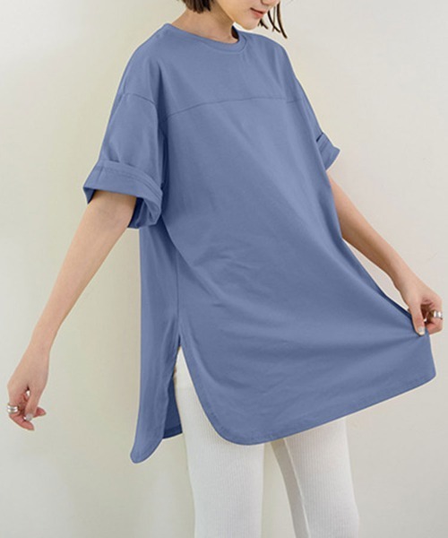 Flugge(フラッジー)の「サイドスリット半袖カットソー(Tシャツ/カットソー・レディース・ブルー/グレー/ブラック/ホワイト・FREE)」の11枚目の写真