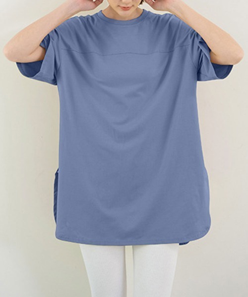 Flugge(フラッジー)の「サイドスリット半袖カットソー(Tシャツ/カットソー・レディース・ブルー/グレー/ブラック/ホワイト・FREE)」の13枚目の写真