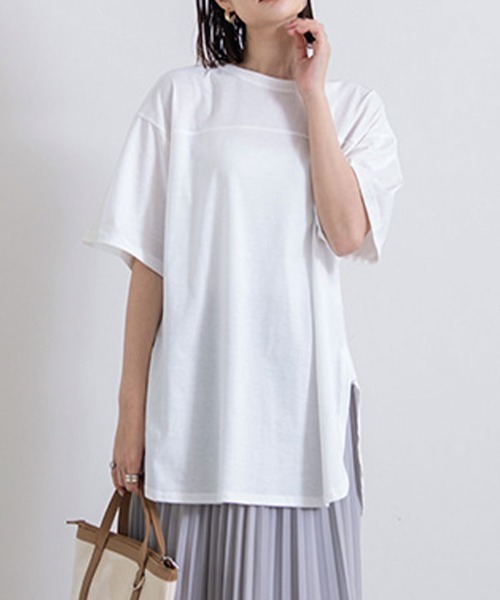 Flugge(フラッジー)の「サイドスリット半袖カットソー(Tシャツ/カットソー・レディース・ブルー/グレー/ブラック/ホワイト・FREE)」の14枚目の写真