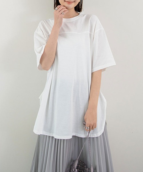 Flugge(フラッジー)の「サイドスリット半袖カットソー(Tシャツ/カットソー・レディース・ブルー/グレー/ブラック/ホワイト・FREE)」の16枚目の写真