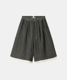 Linen blend half pants / KHAKI