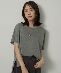 【アンサンブル可/品のある透け感】Tシャツ風ニットトップス