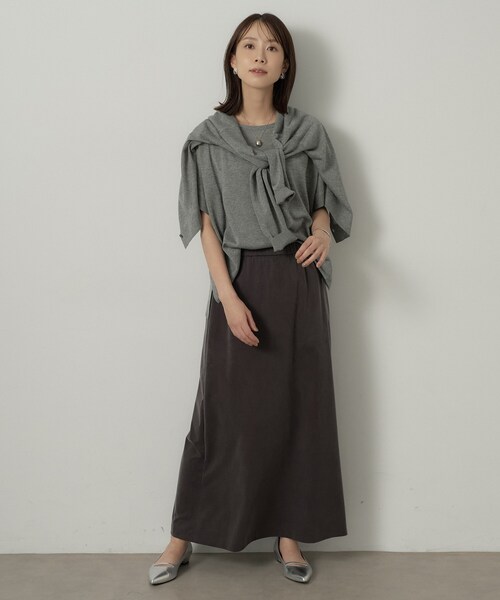 UNTITLED(アンタイトル)の「【アンサンブル可/品のある透け感】Tシャツ風ニットトップス(ニット/セーター・レディース・ナチュラル/パープル系/グレー/ブラウン系・00/02/04/44/48)」の7枚目の写真