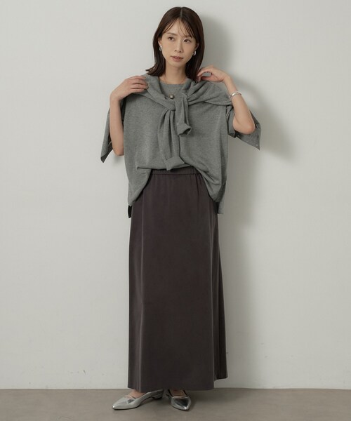UNTITLED(アンタイトル)の「【アンサンブル可/品のある透け感】Tシャツ風ニットトップス(ニット/セーター・レディース・ナチュラル/パープル系/グレー/ブラウン系・00/02/04/44/48)」の8枚目の写真