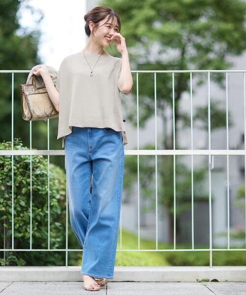 UNTITLED(アンタイトル)の「【アンサンブル可/品のある透け感】Tシャツ風ニットトップス(ニット/セーター・レディース・ナチュラル/パープル系/グレー/ブラウン系・00/02/04/44/48)」の15枚目の写真