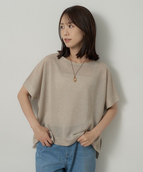 UNTITLED(アンタイトル)の「【アンサンブル可/品のある透け感】Tシャツ風ニットトップス(ニット/セーター・レディース・ナチュラル/パープル系/グレー/ブラウン系・00/02/04/44/48)」の18枚目の写真