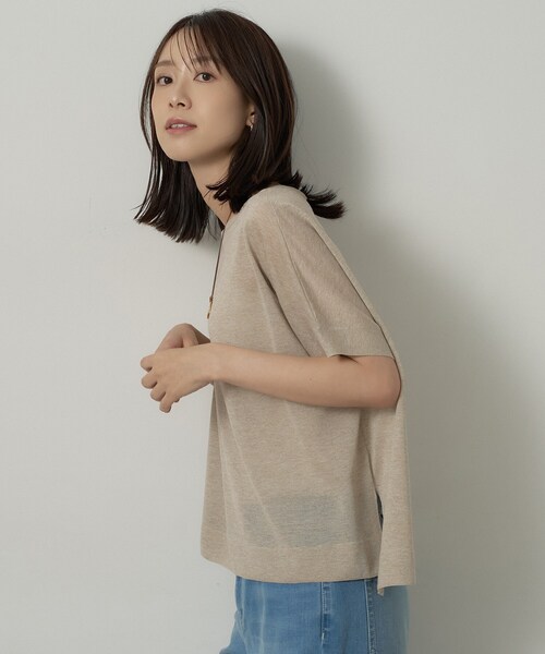 UNTITLED(アンタイトル)の「【アンサンブル可/品のある透け感】Tシャツ風ニットトップス(ニット/セーター・レディース・ナチュラル/パープル系/グレー/ブラウン系・00/02/04/44/48)」の19枚目の写真