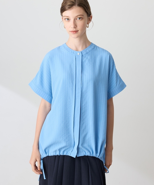 LE SOUK HOLIDAY(ルスークホリデー)の「トリコット裾ドロストブラウス【接触冷感・UVカット】(シャツ/ブラウス・レディース・ブルー/ブラック・M/L)」の4枚目の写真