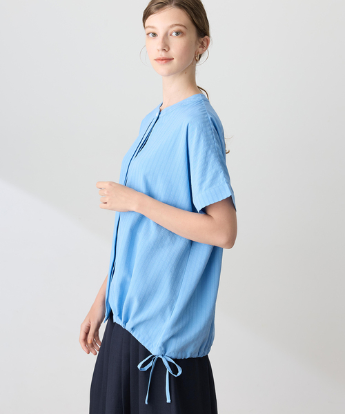 LE SOUK HOLIDAY(ルスークホリデー)の「トリコット裾ドロストブラウス【接触冷感・UVカット】(シャツ/ブラウス・レディース・ブルー/ブラック・M/L)」の5枚目の写真