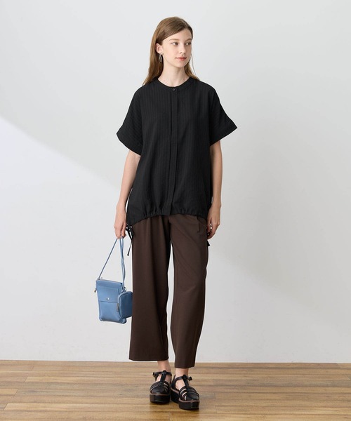 LE SOUK HOLIDAY(ルスークホリデー)の「トリコット裾ドロストブラウス【接触冷感・UVカット】(シャツ/ブラウス・レディース・ブルー/ブラック・M/L)」の12枚目の写真