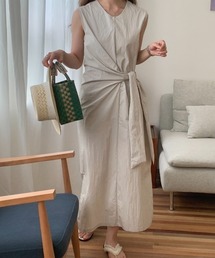 ウエストリボンラップデザインワンピース