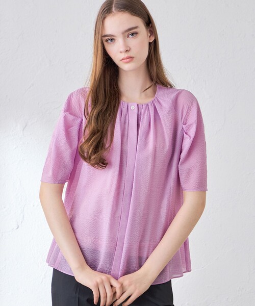 MACKINTOSH LONDON（マッキントッシュ ロンドン）の「コットンシアーサッカーブラウス（シャツ/ブラウス・レディース・ピンク系その他2/ホワイト系その他・40/38）」の2枚目の写真