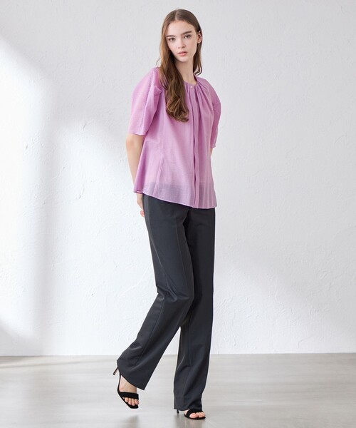MACKINTOSH LONDON（マッキントッシュ ロンドン）の「コットンシアーサッカーブラウス（シャツ/ブラウス・レディース・ピンク系その他2/ホワイト系その他・40/38）」の4枚目の写真