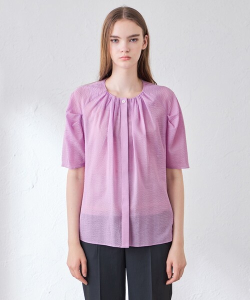 MACKINTOSH LONDON（マッキントッシュ ロンドン）の「コットンシアーサッカーブラウス（シャツ/ブラウス・レディース・ピンク系その他2/ホワイト系その他・40/38）」の5枚目の写真