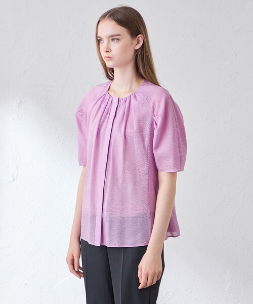 MACKINTOSH LONDON（マッキントッシュ ロンドン）の「コットンシアーサッカーブラウス（シャツ/ブラウス・レディース・ピンク系その他2/ホワイト系その他・40/38）」の6枚目の写真