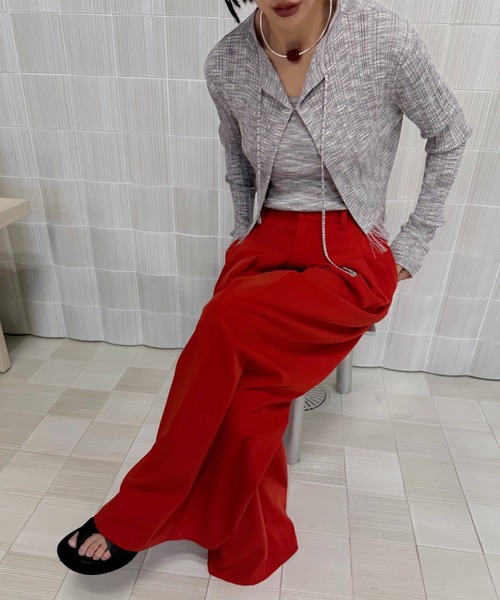 Ameri(アメリ)の「MODERN BALANCE TUCK PANTS(その他パンツ・レディース・ブラウン/チャコールグレー/レッド・MEDIUM/SMALL)」の19枚目の写真